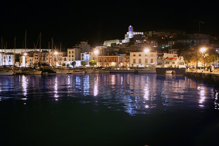 ibiza port by night